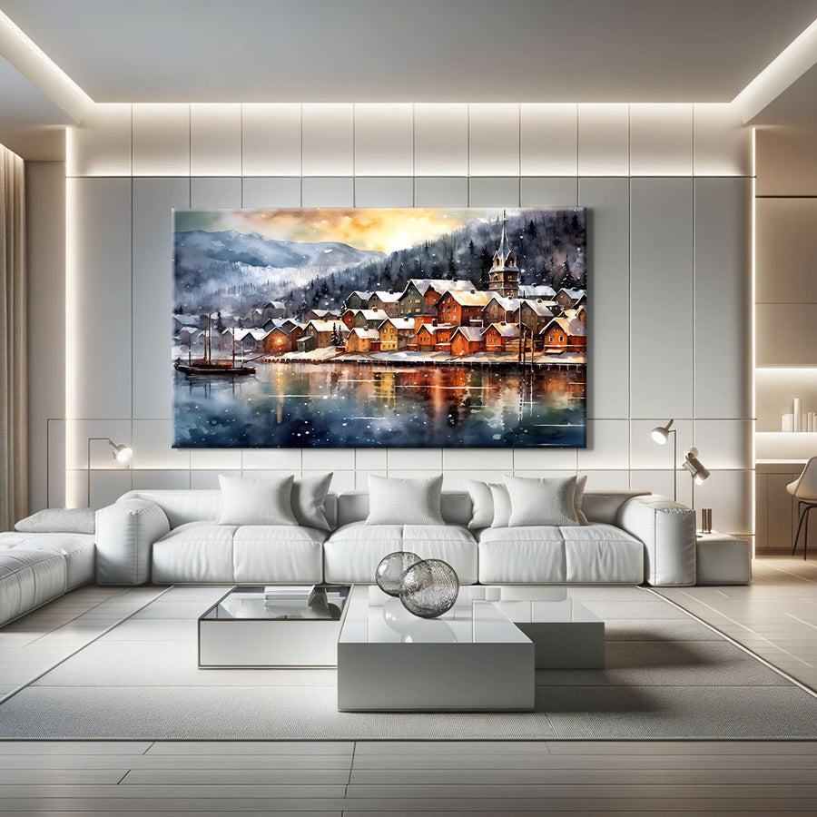 Tableau Paysage de Neige – mise en situation