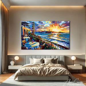 TABLEAU COUCHER DE SOLEIL SUR LA MER Alessio Cacciatore
