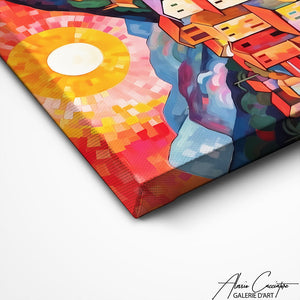 TABLEAU VILLAGE ABSTRAIT Alessio Cacciatore