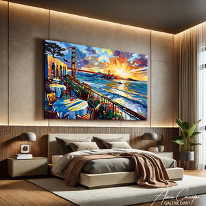 TABLEAU COUCHER DE SOLEIL SUR LA MER Alessio Cacciatore