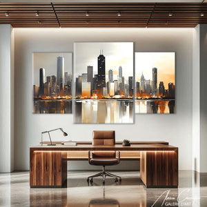 TABLEAU TRIPTYQUE MODERNE GRIS