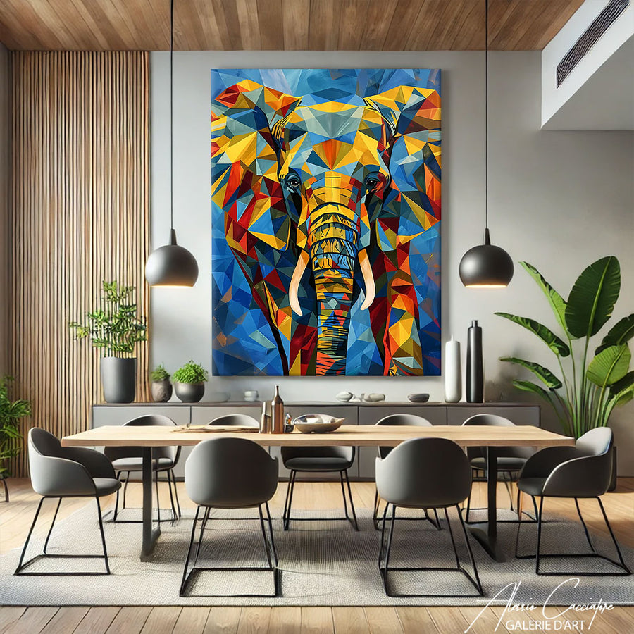 tableau éléphant couleur – mise en situation