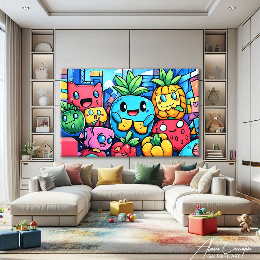 Tableau Contemporain Multicolore – mise en situation