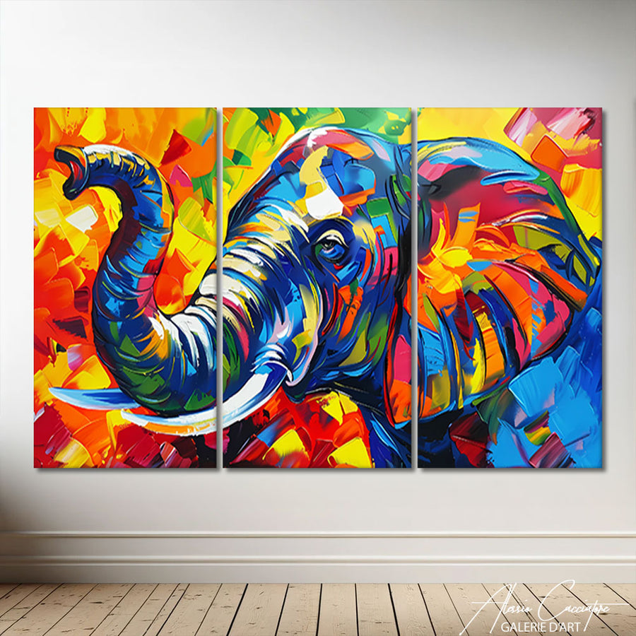 Tableau Triptyque Éléphant
– mise en situation