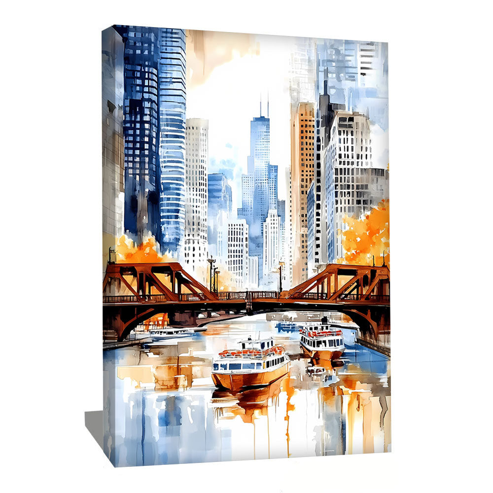 TABLEAU CHICAGO AQUARELLE
