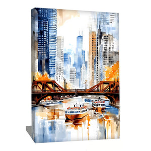 TABLEAU CHICAGO AQUARELLE