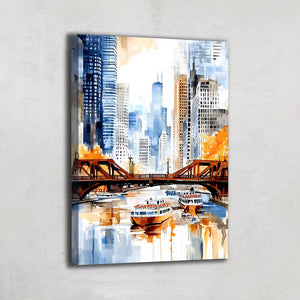 TABLEAU CHICAGO AQUARELLE