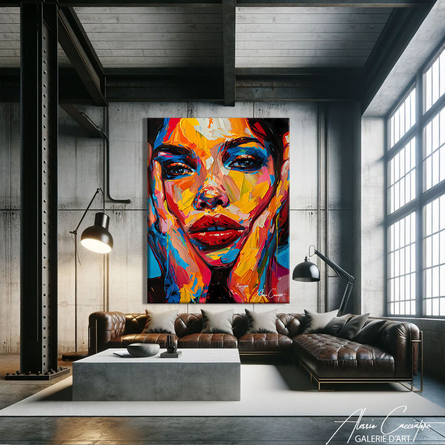 Tableau Portrait Femme – mise en situation