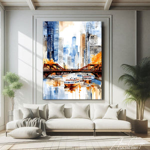 TABLEAU CHICAGO AQUARELLE