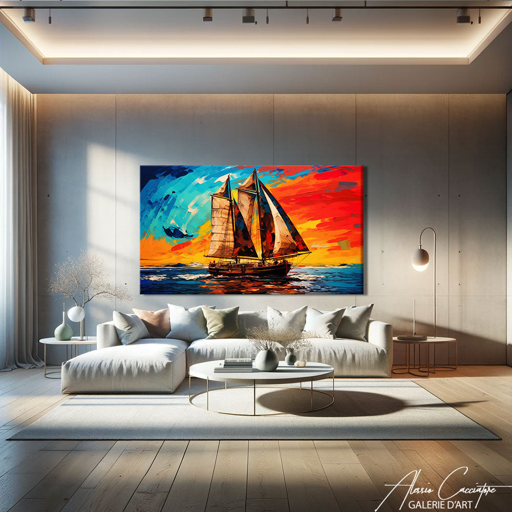 tableau bateau abstrait