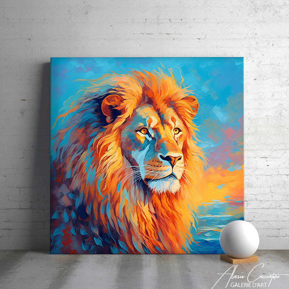 TABLEAU LION BLEU Alessio Cacciatore