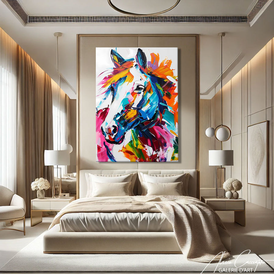 Tableau Cheval Multicolore – mise en situation