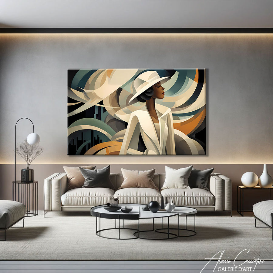 art deco tableau ethnique – mise en situation