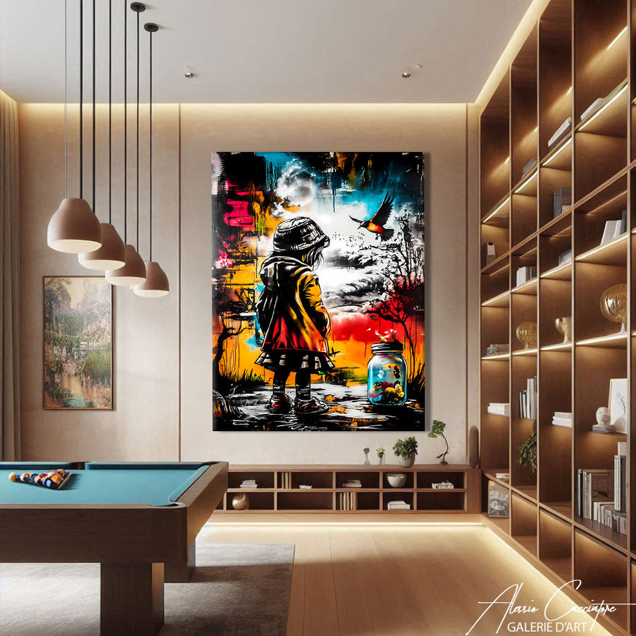 TABLEAU POP ART ENFANT ABSTRAIT – mise en situation