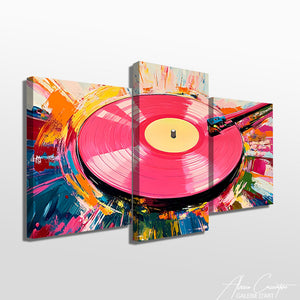 TABLEAU TRIPTYQUE ROSE FUCHSIA