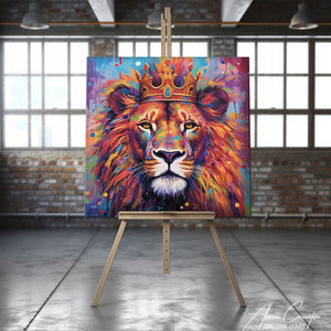 TABLEAU TÊTE DE LION COULEUR Alessio Cacciatore