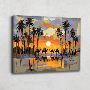 TABLEAU COUCHER DE SOLEIL PALMIER
