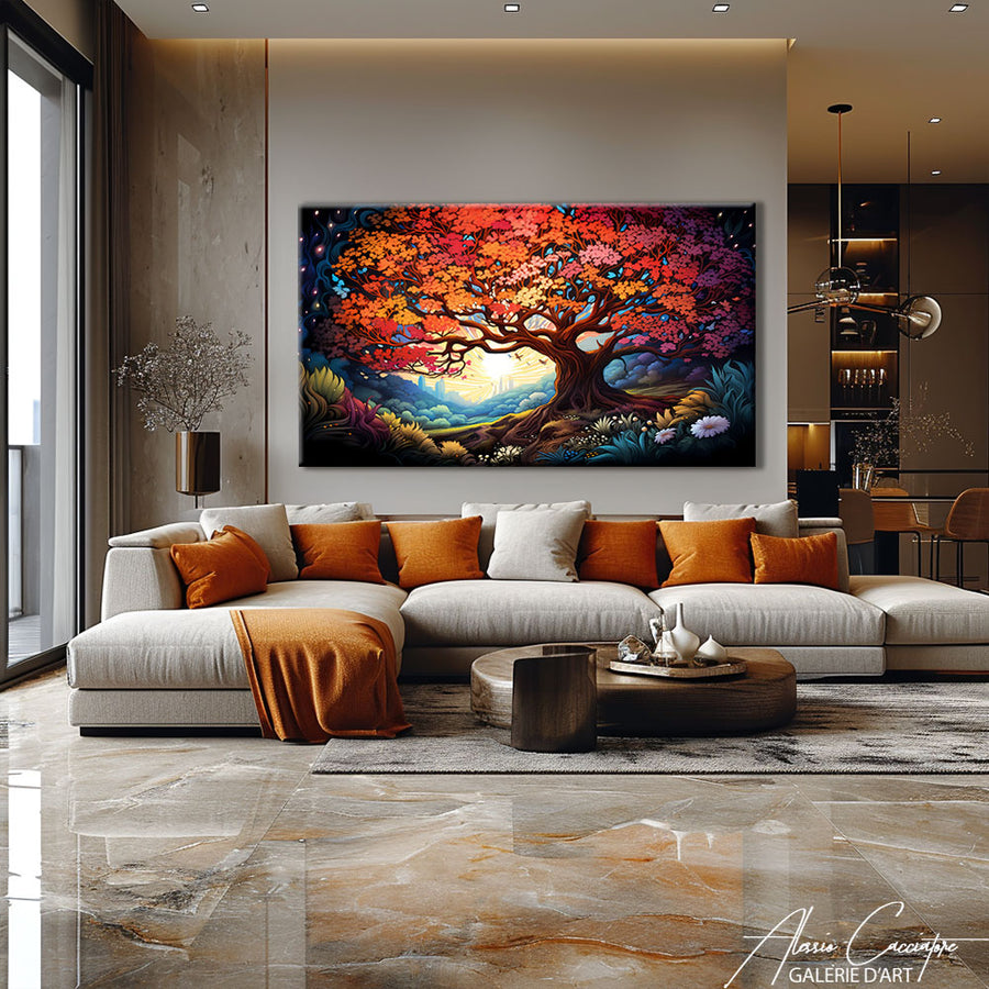 tableau arbre de vie rouge – mise en situation