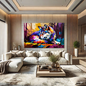 Tableau Loup Coloré