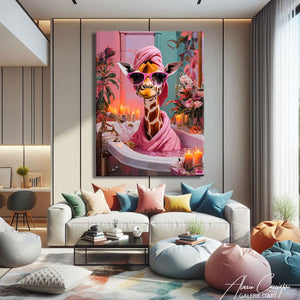 Tableau salle de bain girafe