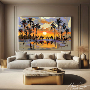 TABLEAU COUCHER DE SOLEIL PALMIER