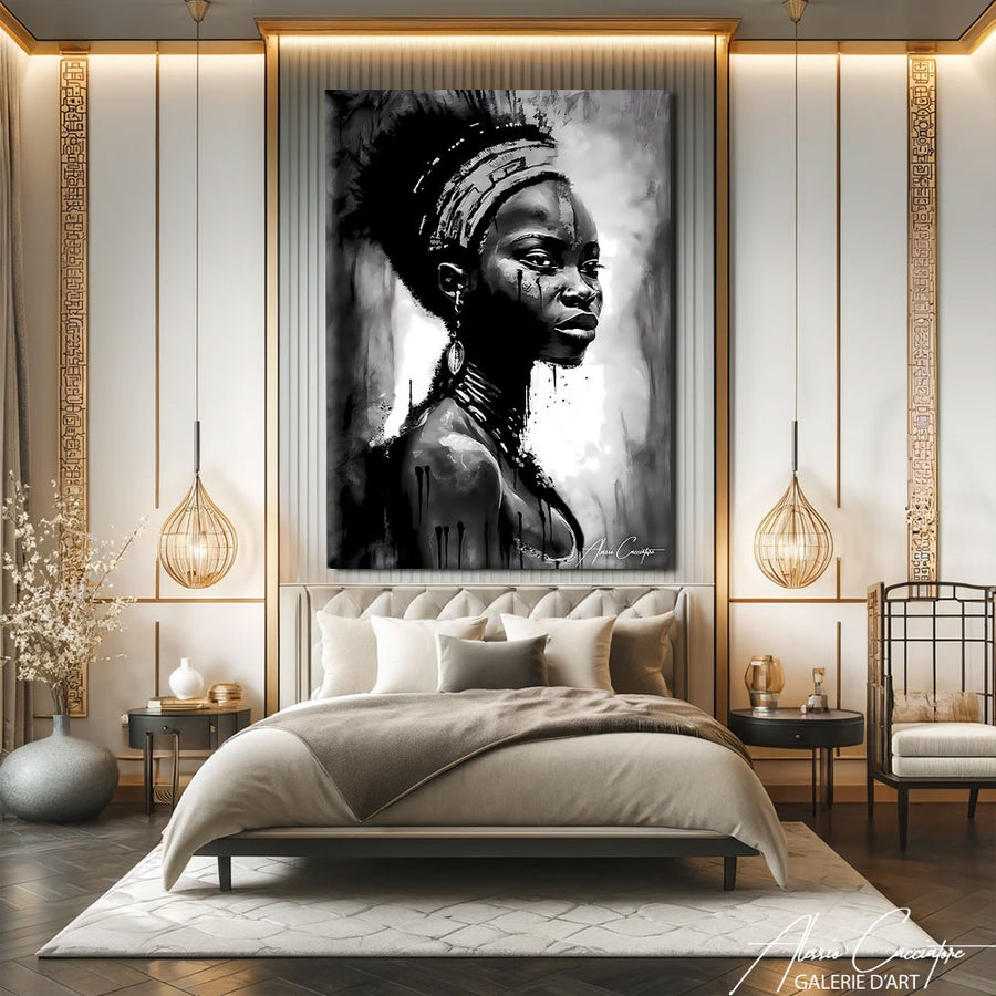 tableau africain noir et blanc – mise en situation
