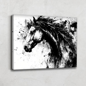TABLEAU CHEVAL NOIR ET BLANC