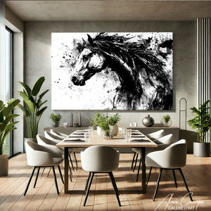 TABLEAU CHEVAL NOIR ET BLANC