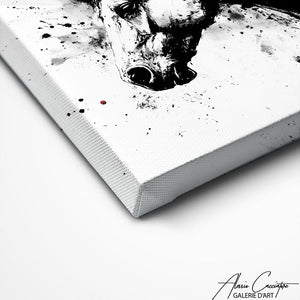 TABLEAU CHEVAL NOIR ET BLANC Alessio Cacciatore