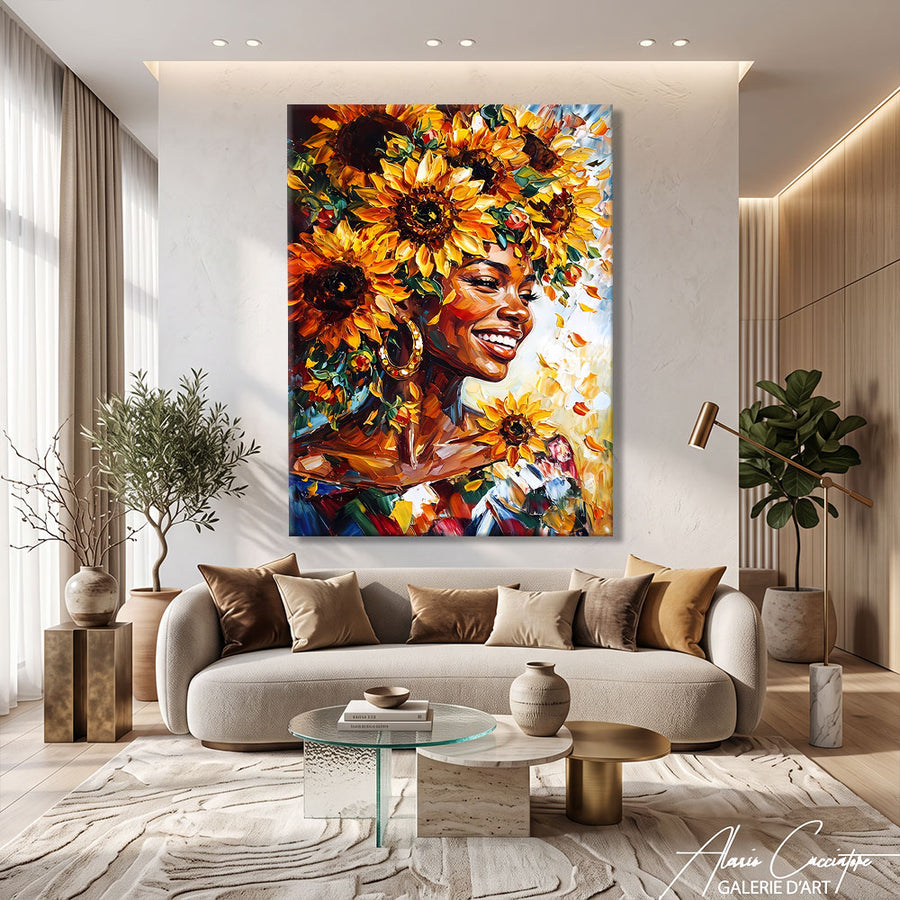 Peinture Femme Tournesol – mise en situation