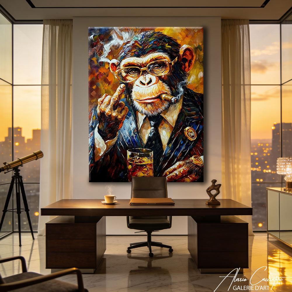 TABLEAU SINGE QUI FUME