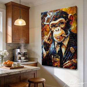 TABLEAU SINGE QUI FUME Alessio Cacciatore
