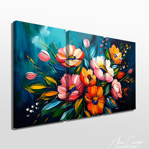 Tableau Triptyque Fleurs