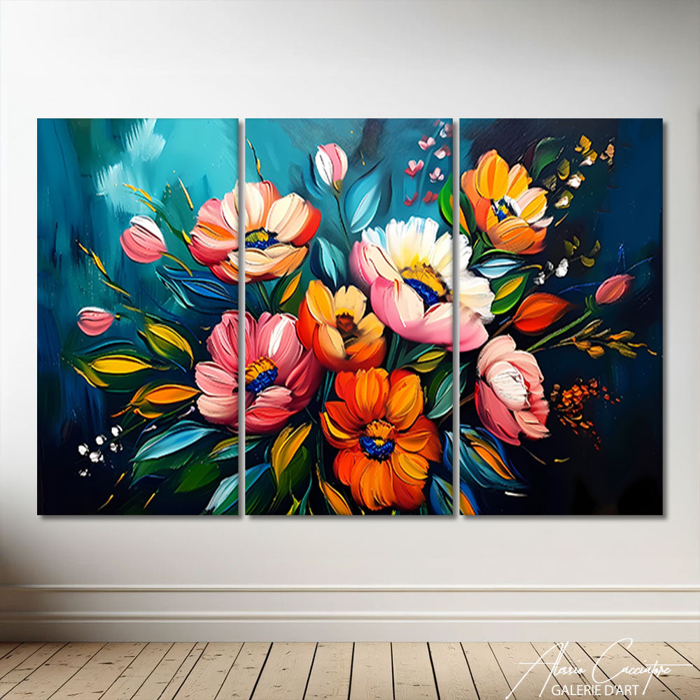 Tableau Triptyque Fleurs