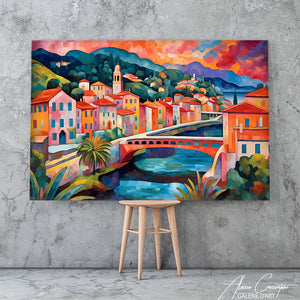 tableau peinture village provencal