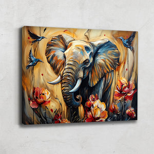 TABLEAU ÉLÉPHANT FLORAL
