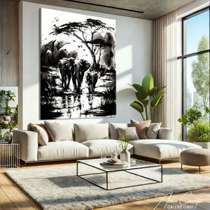 Tableau Elephant Noir Et Blanc
