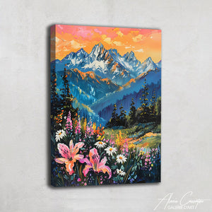 Tableau Peinture Huile Montagne