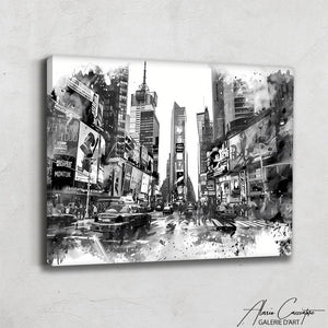 Tableau Time Square Noir et Blanc