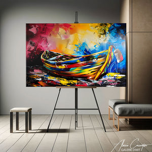 Tableau Peinture Acrylique Bateau Mer