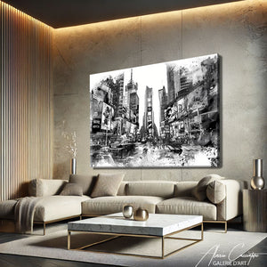 TABLEAU TIME SQUARE BLANC ET NOIR
