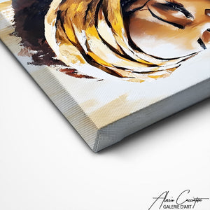TABLEAU AFRICAIN FEMME DORÉ Alessio Cacciatore
