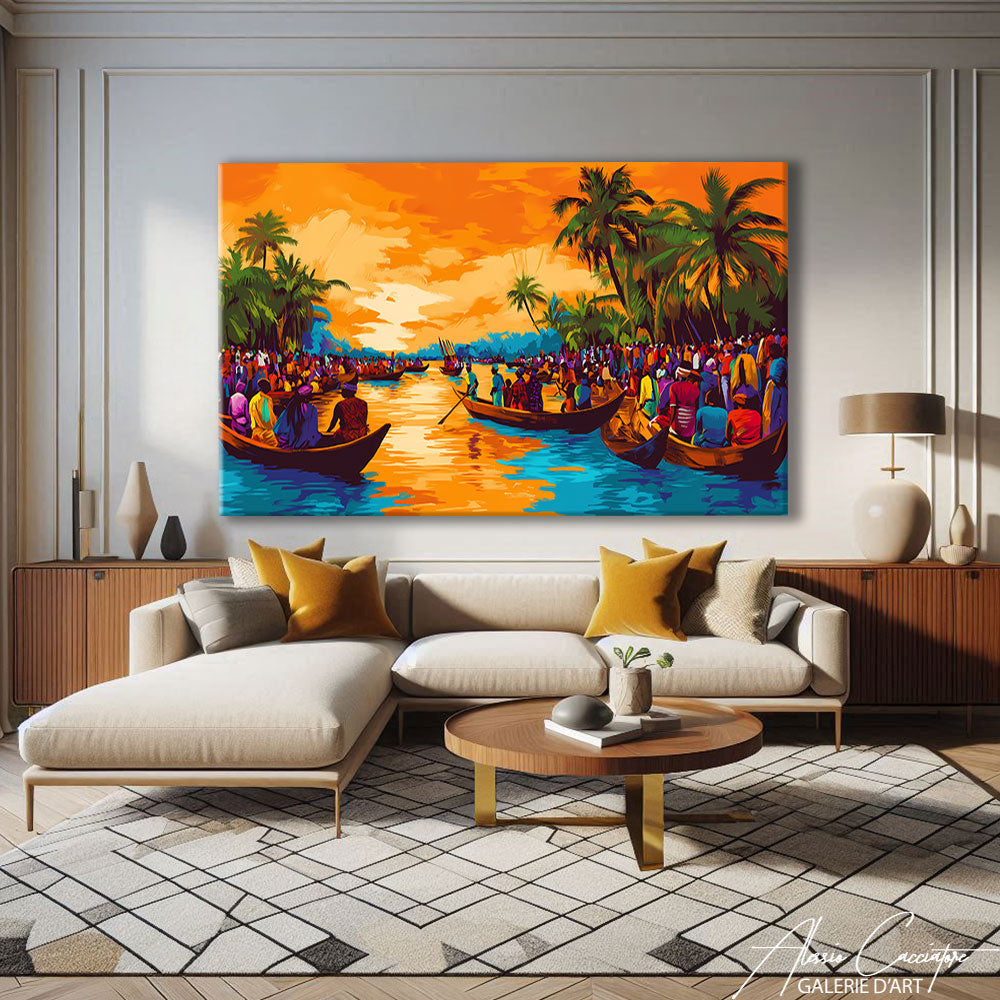 AFRICA PAINTING CANOES