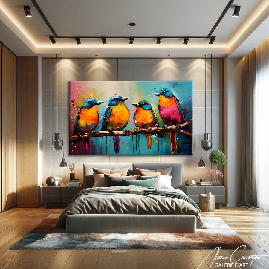 Tableau Oiseaux Colorés – mise en situation