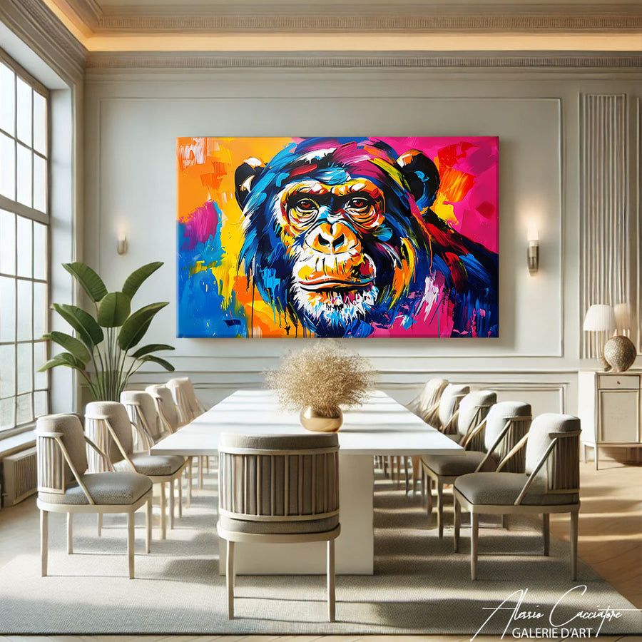 Tableau Singe Multicolore – mise en situation