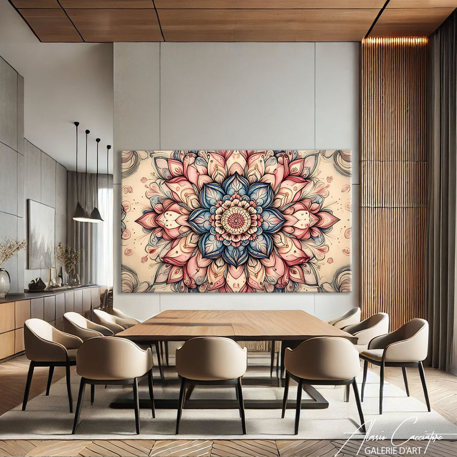 Tableau Mandala Rose – mise en situation