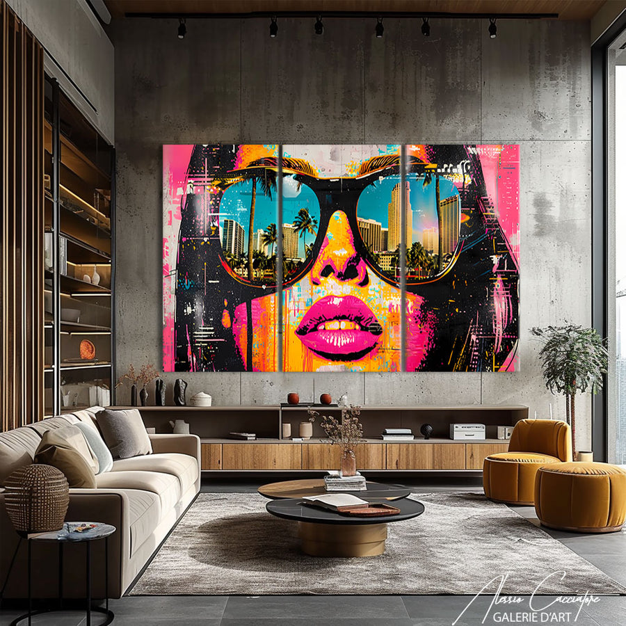 TABLEAU TRIPTYQUE ABSTRAIT MODERNE – mise en situation