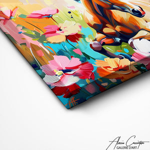 TABLEAU CHEVAL FLORAL Alessio Cacciatore