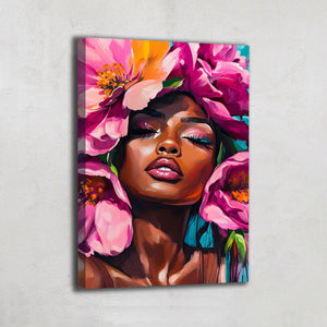TABLEAU FEMME AFRICAINE MULTICOLORE