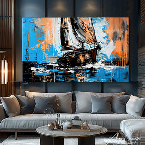 Tableau Peinture Acrylique Bateau Mer